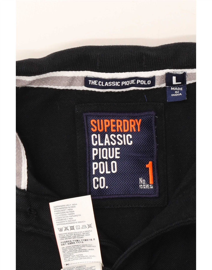 Мужская рубашка-поло Superdry, большая черная хлопковая