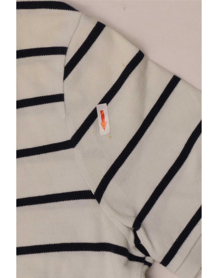 Мужская рубашка Polo Ralph Lauren в хлопковую полоску среднего размера белого цвета