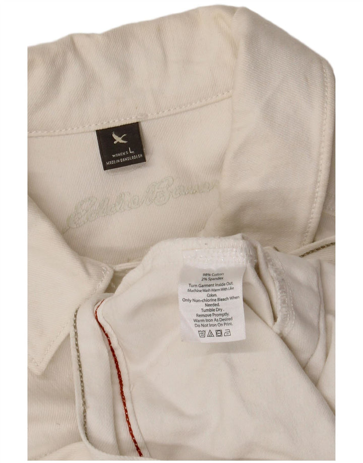Женская джинсовая куртка Eddie Bauer UK 14, большой размер, белый хлопок