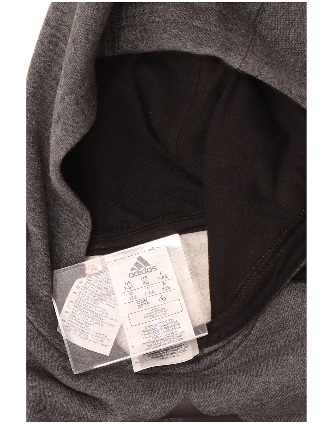 Джемпер с капюшоном ADIDAS для мальчиков 7-8 лет, серый полиэстер