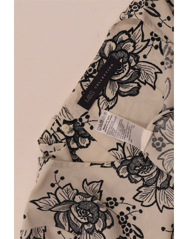 Женская блузка Marks & Spencer Top UK 14, большая белая с цветочным принтом, вискоза