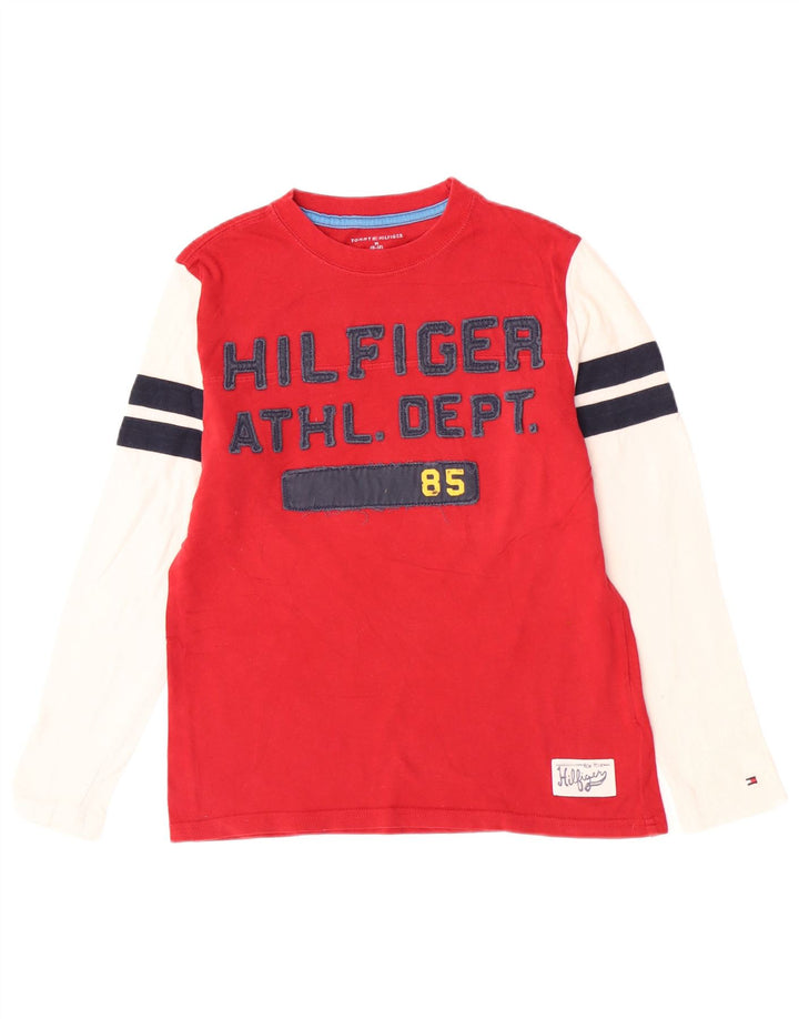 Tommy Hilfiger Топ с рисунком для мальчиков, длинный рукав, 8–9 лет, средний красный