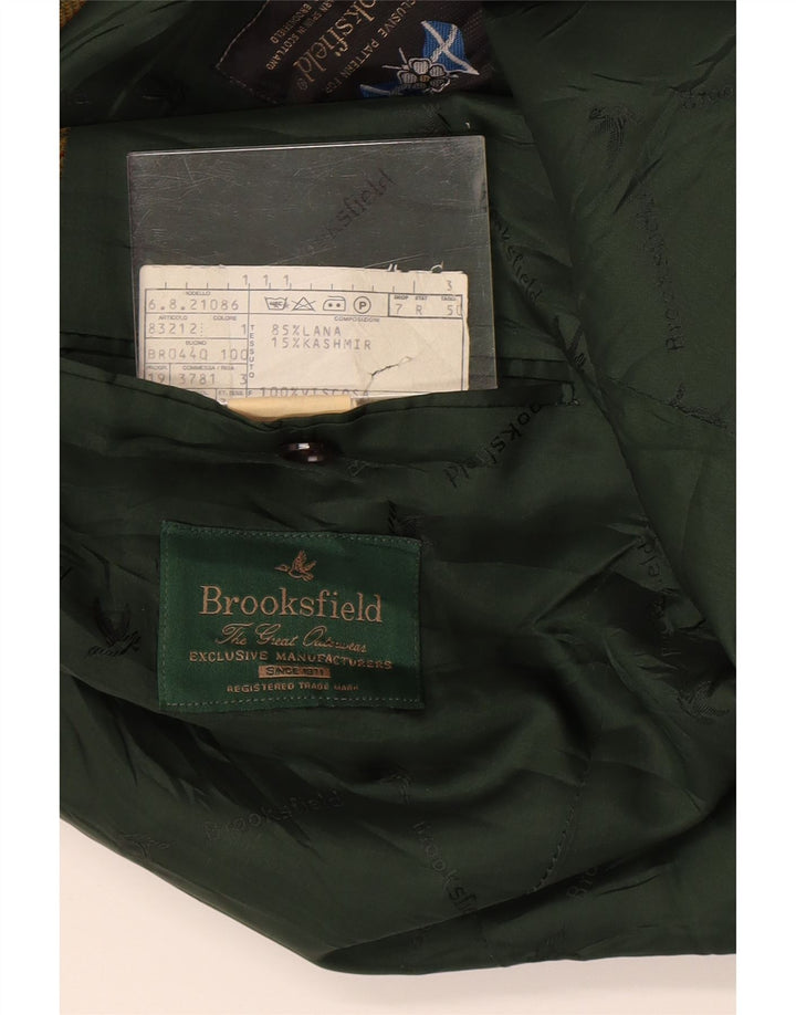 Мужской пиджак Brooksfield на 2 пуговицах IT 50, большая зеленая клетка в клетку, шерстяной