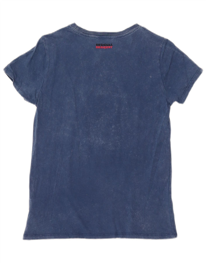 Женская футболка с рисунком Desigual Top UK 10, маленькая, синяя, хлопок