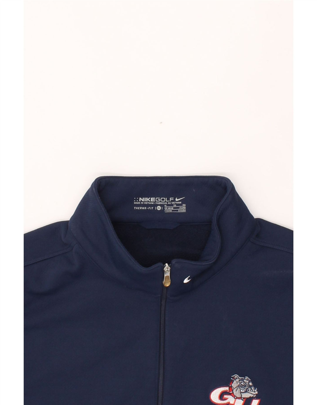 NIKE Mens Zip Neck Sweatshirt Jumper UK 46/48 XL Navy Blue Polyester Vintage Nike and Second-Hand Nike from Messina Hembry 