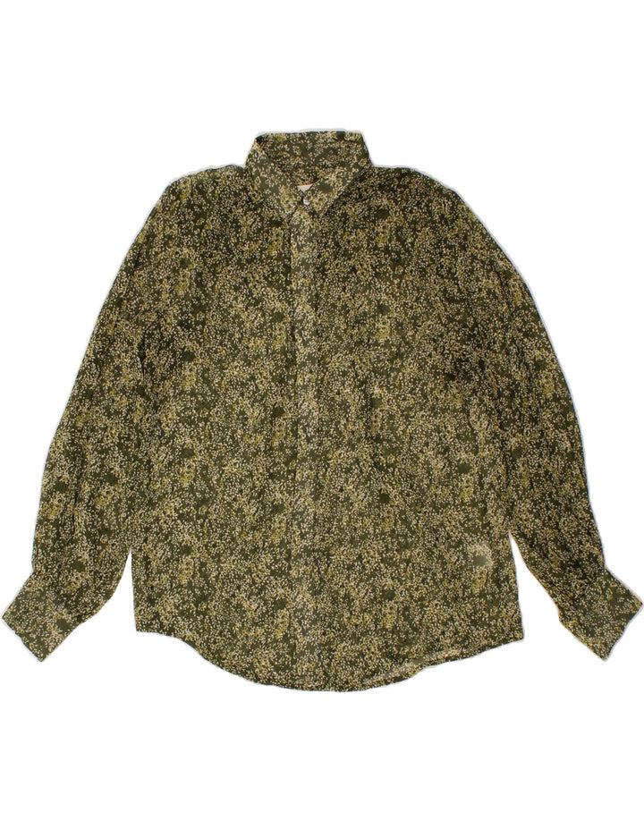 LOUCHE Womens See Through Shirt Blouse UK 10 Small Green Floral Polyester Vintage Louche and Second-Hand Louche from Messina Hembry 