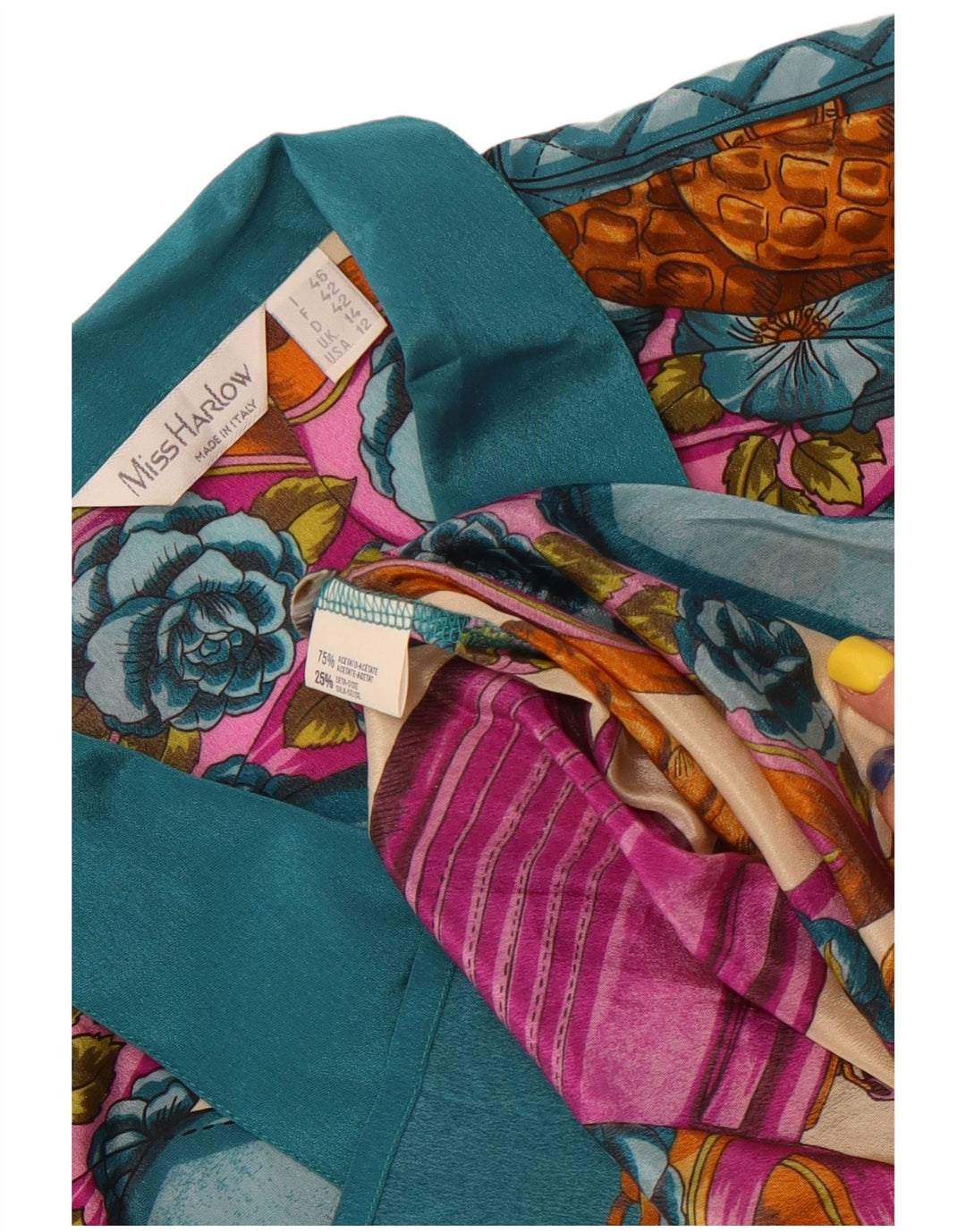 Винтажная женская блузка-рубашка с абстрактным узором, Великобритания, 14 больших разноцветных цветов