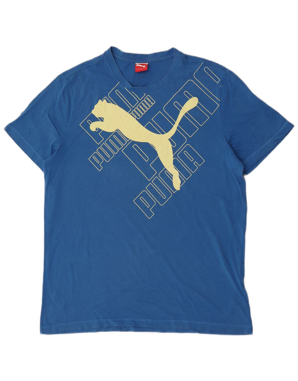 Мужская футболка с рисунком Puma Top XL, синяя, хлопок