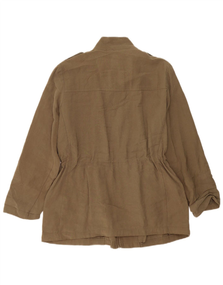 Женская куртка в стиле милитари Zara UK 14, средний хаки, вискоза