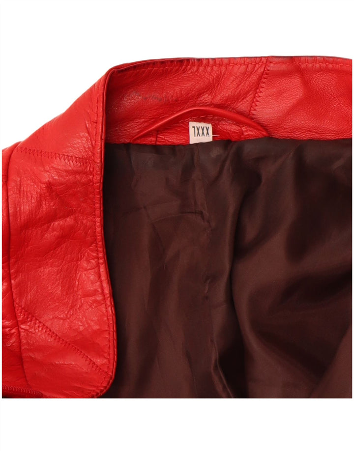 Винтажная женская кожаная куртка UK 22 3XL Красная кожа