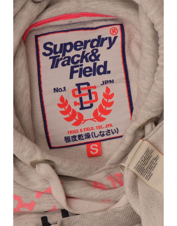 SUPERDRY Женский джемпер с капюшоном с рисунком UK 10, маленький серый хлопок