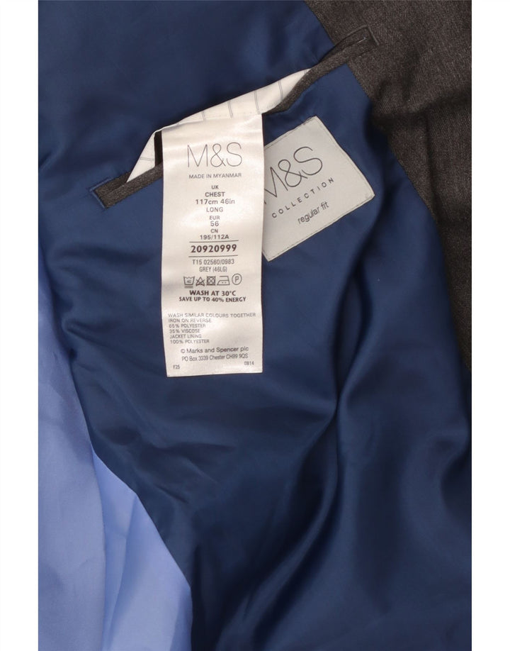 Мужской пиджак стандартного кроя с 2 пуговицами MARKS & SPENCER UK 46 XL, серый