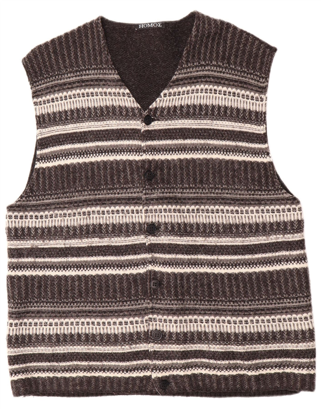 Винтажный мужской кардиган без рукавов, большой серый полосатый шерстяной свитер