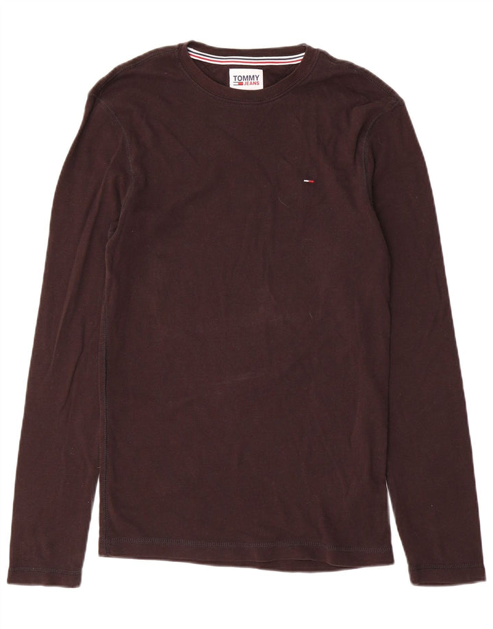 Женский топ Tommy Hilfiger с длинным рукавом UK 12, хлопковый средний коричневый цвет