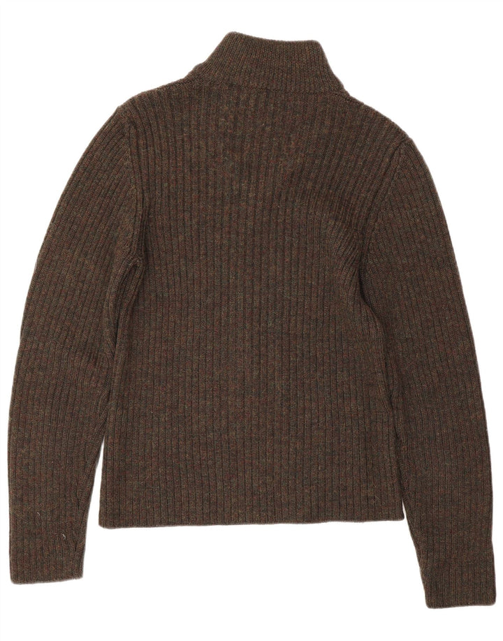 Женский свитер PRADA с воротником на молнии IT 48 XL Коричневый из натуральной шерсти