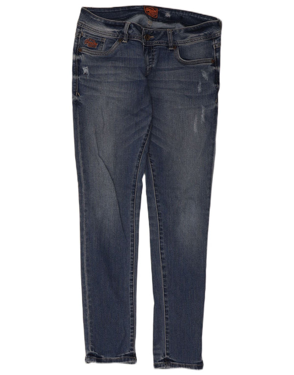 Женские потертые джинсы скинни Superdry W32 L30, синий хлопок