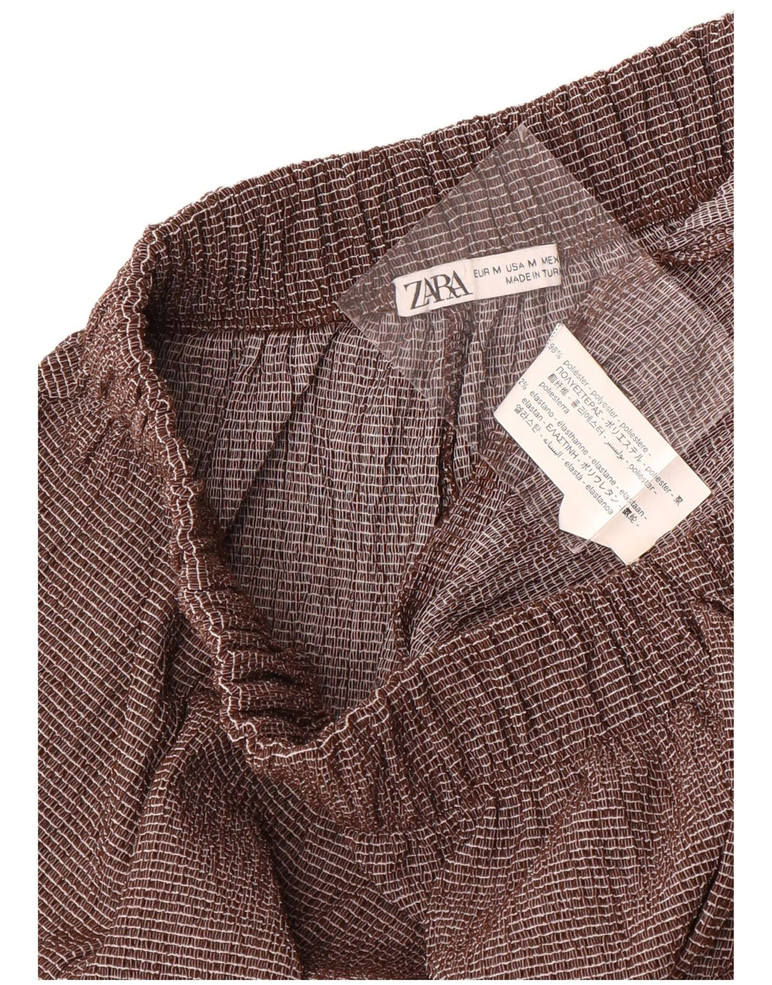 Женские брюки-шаровары Zara Medium W30 L28, коричневые полиэстер в клетку