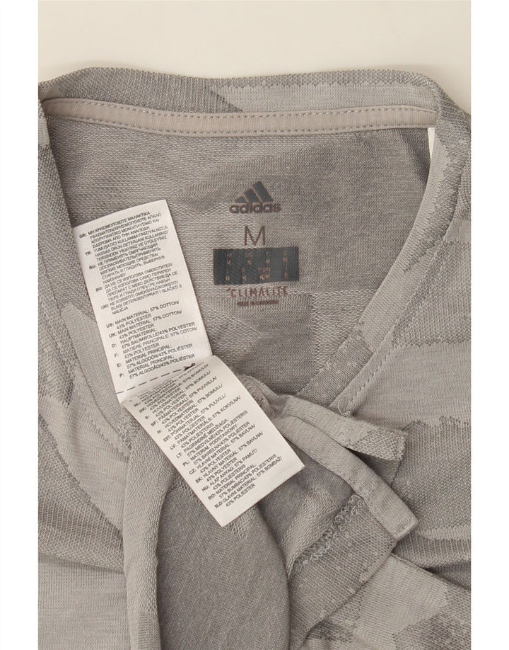 ADIDAS Mens Climalite Graphic T-Shirt Top Medium Grey Geometric Cotton Vintage Adidas and Second-Hand Adidas from Messina Hembry 
