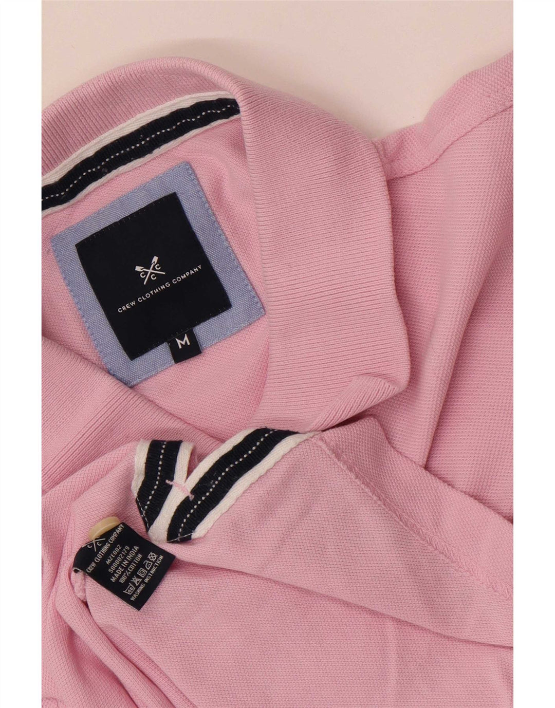 Crew Clothing Мужская рубашка поло из хлопка среднего розового цвета
