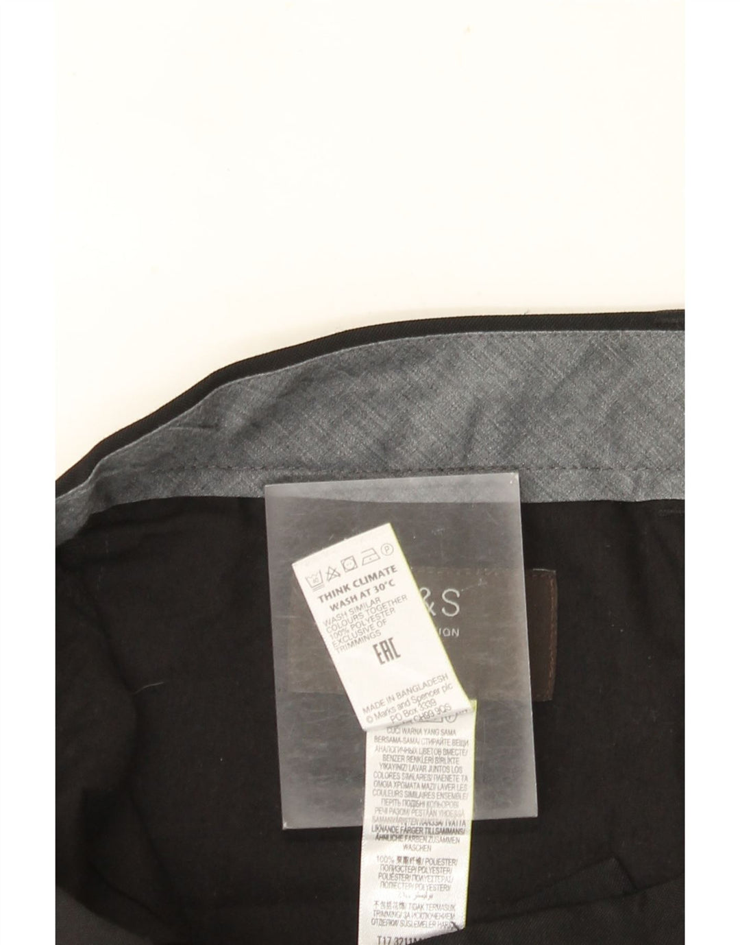 Мужские костюмные брюки классического кроя MARKS & SPENCER W36 L33, черный полиэстер
