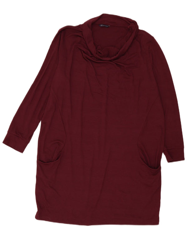 Женское платье-джемпер с длинными рукавами Marks & Spencer UK 24 4XL бордовое