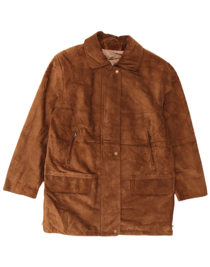 Женское замшевое пальто Sauria EU 44 XL, коричневое кожаное