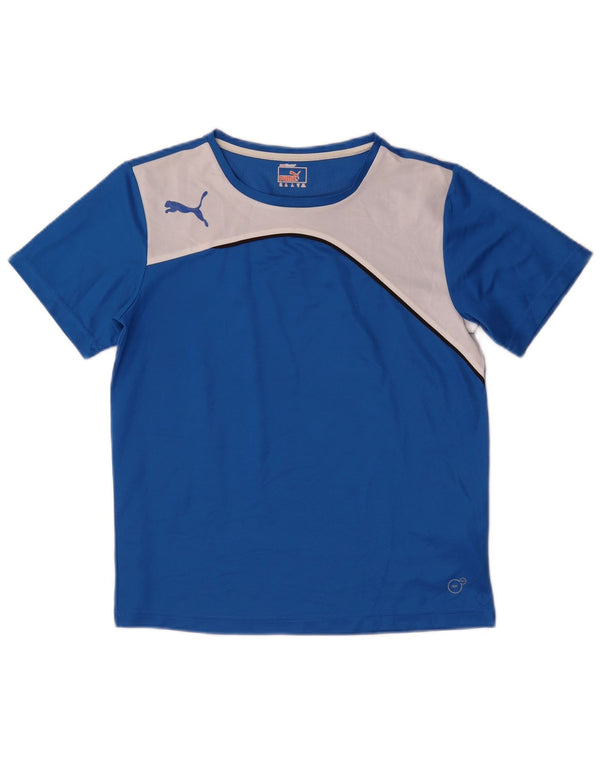 Футболка Puma для мальчиков, топ 13–14 лет, синяя, полиэстер с цветными блоками