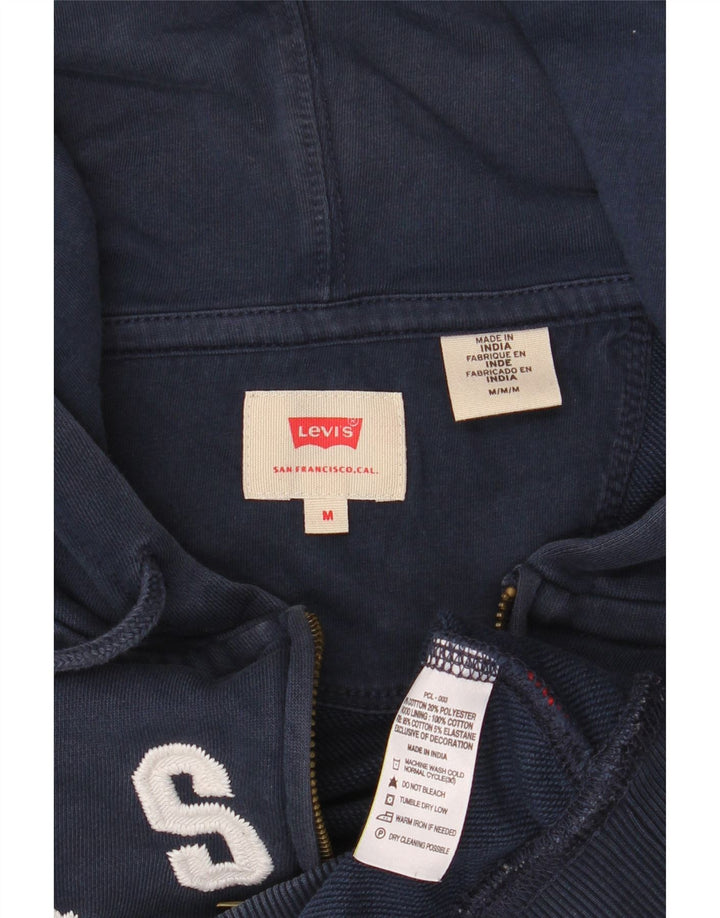 Мужской свитер с капюшоном на молнии с графическим рисунком LEVI'S, средний, темно-синий, хлопковый