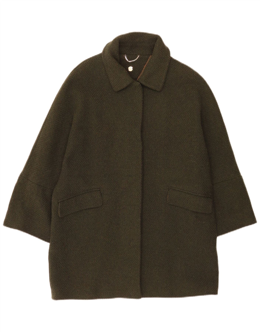Женское пальто оверсайз Massimo Dutti UK 10, маленькое, хаки, шерсть