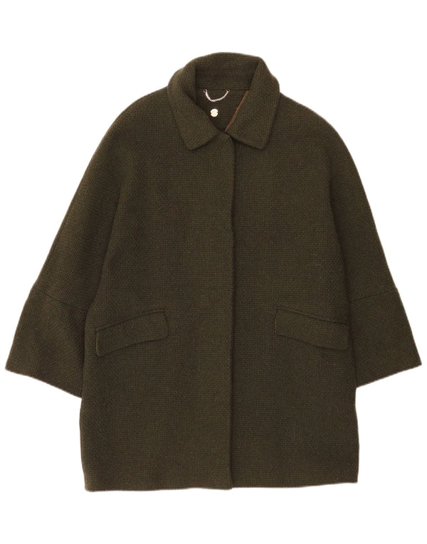 Женское пальто оверсайз Massimo Dutti UK 10, маленькое, хаки, шерсть