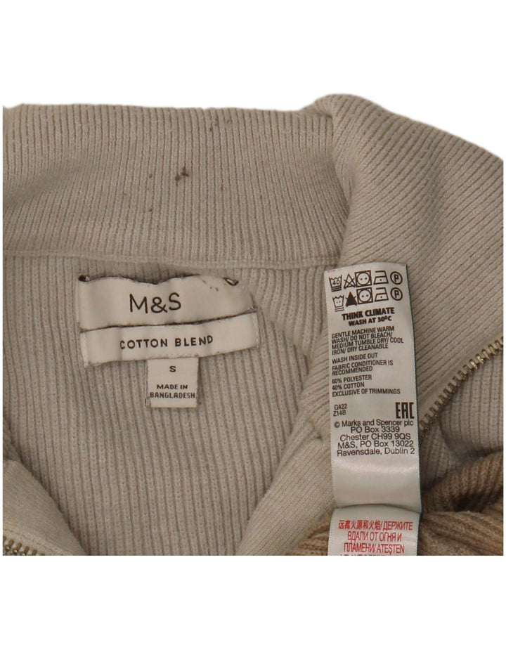 Женский джемпер с воротником на молнии Marks & Spencer, Великобритания, 10, маленький, серый, с цветными блоками