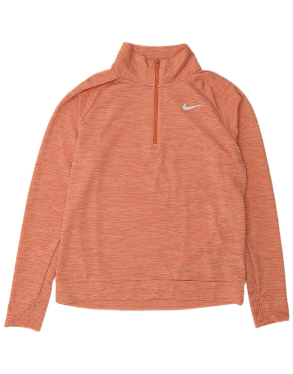 Женский джемпер с воротником на молнии Nike Dri Fit UK 14, средний оранжевый в крапинку