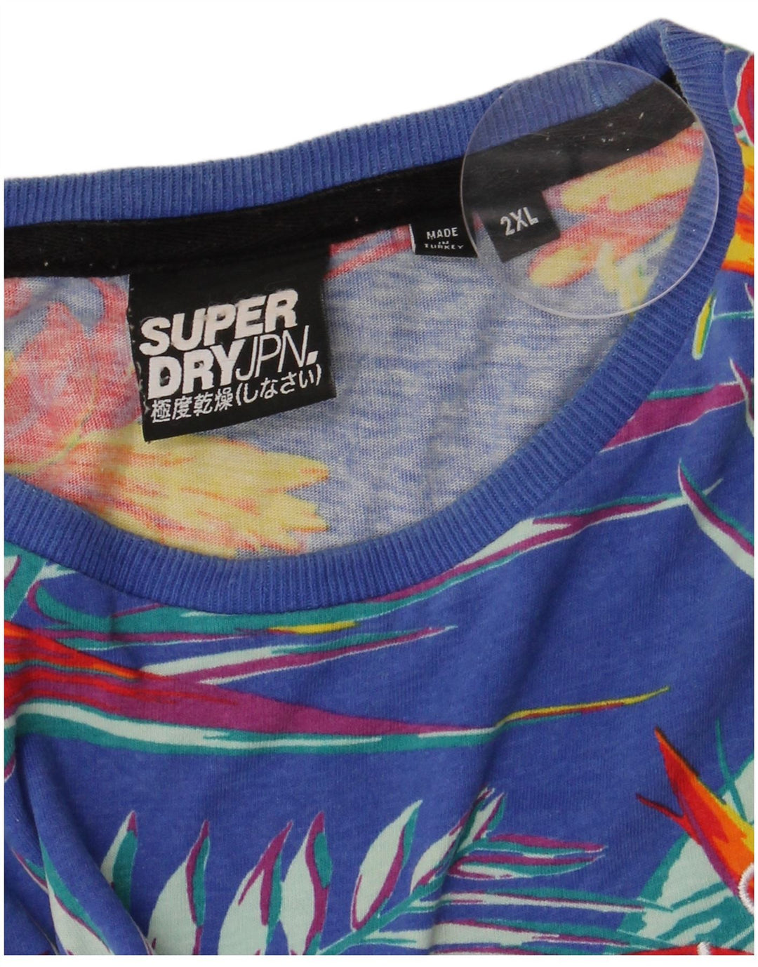SUPERDRY Мужская футболка с рисунком, топ 2XL, синяя с цветочным принтом