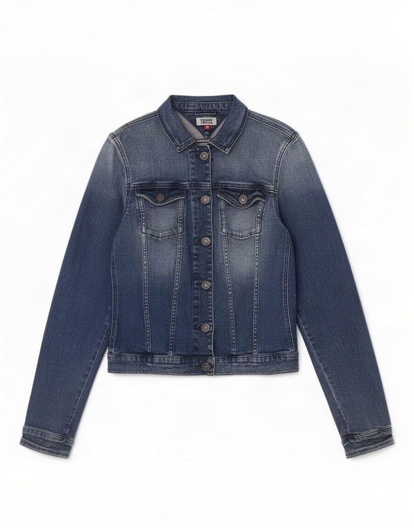 Женская укороченная джинсовая куртка Tommy Hilfiger UK 10, маленькая синяя, хлопок
