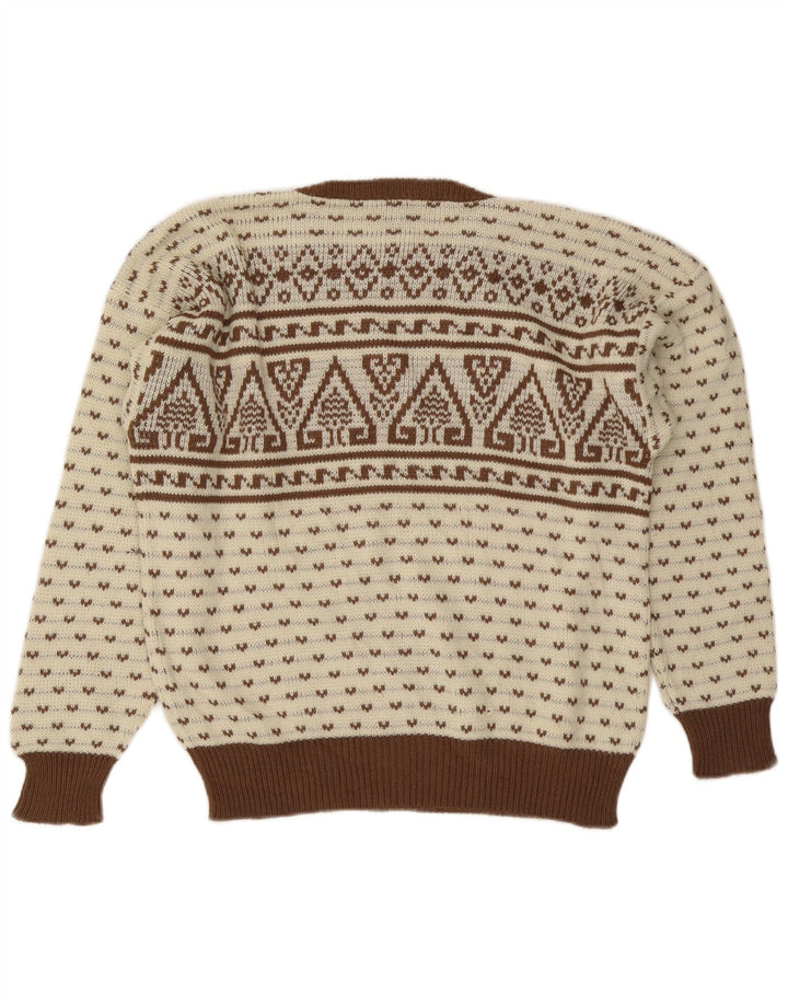 Мужской свитер C & A с круглым вырезом IT 48/50 Средний Бежевый Fair Isle