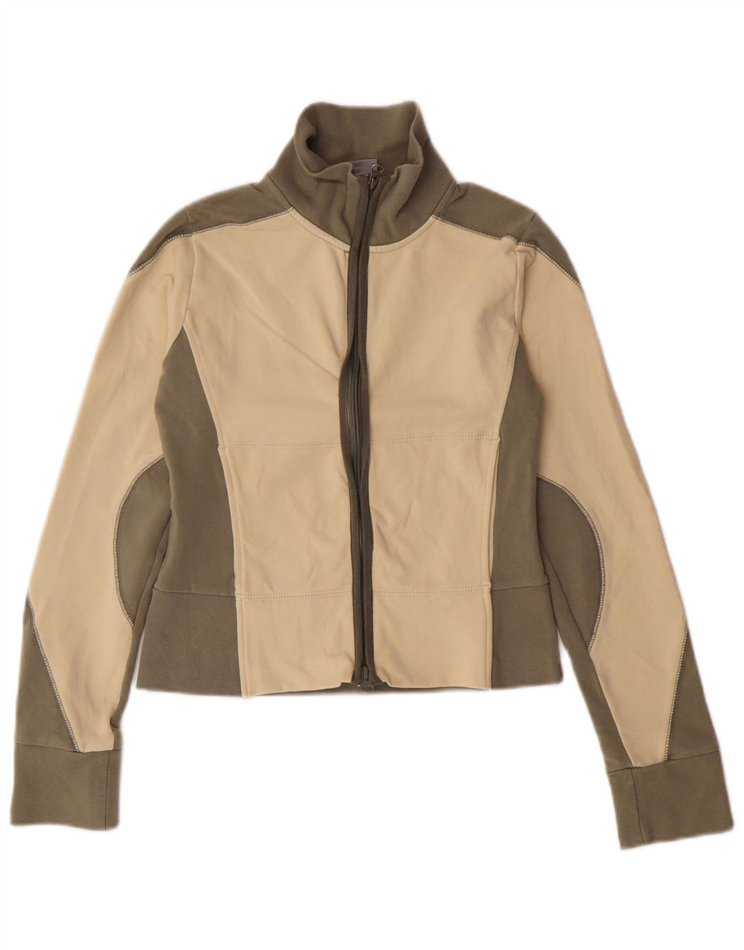 Женский укороченный спортивный костюм NIKE, верхняя куртка, Великобритания, маленький размер 8/10, бежевый с цветными блоками