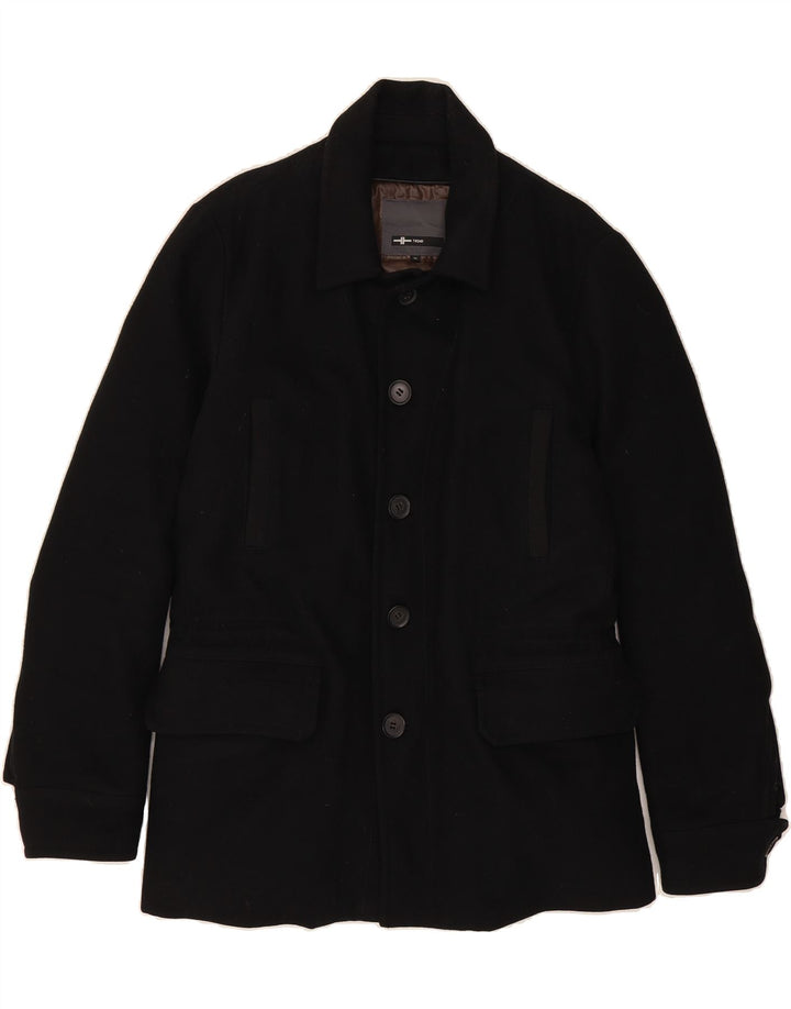 TREND Mens Overcoat UK 38 Medium Black Wool Vintage Trend and Second-Hand Trend from Messina Hembry 