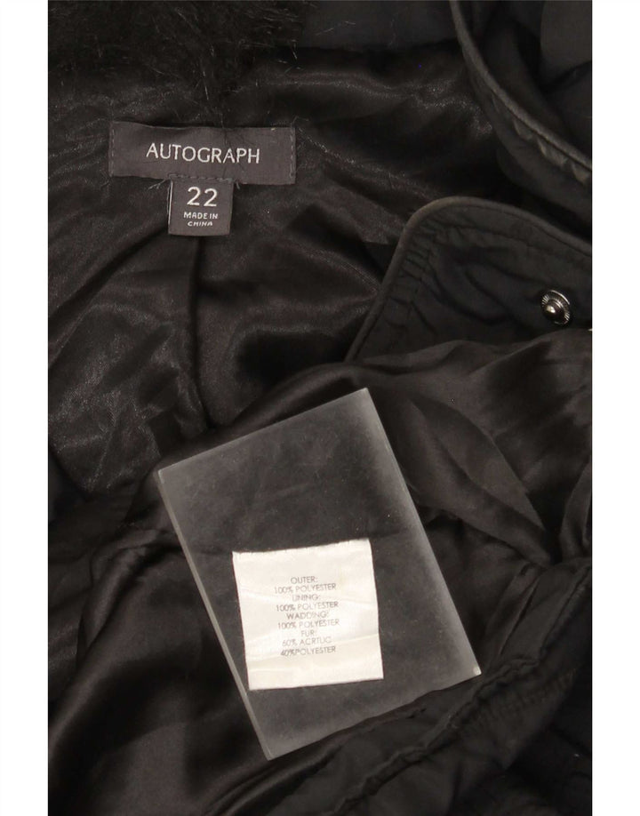 Женское стеганое пальто с капюшоном Marks & Spencer UK 22 3XL, черный полиэстер