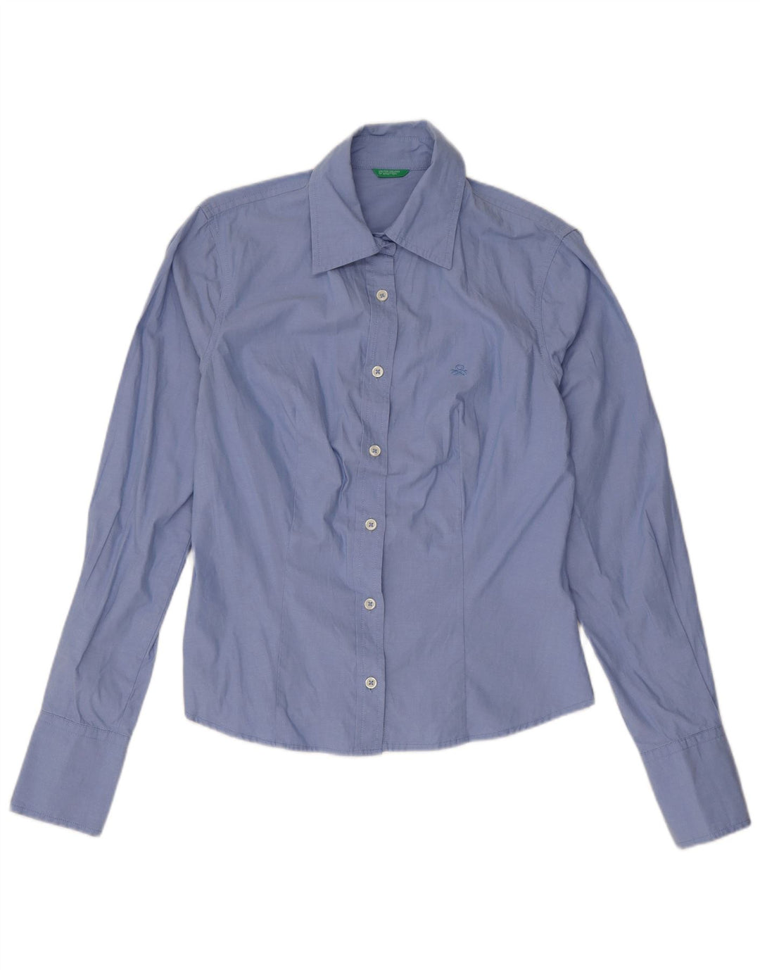 Женская рубашка Benetton UK 10, маленькая, синяя, хлопок