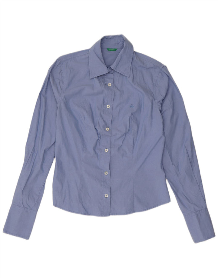 Женская рубашка Benetton UK 10, маленькая, синяя, хлопок
