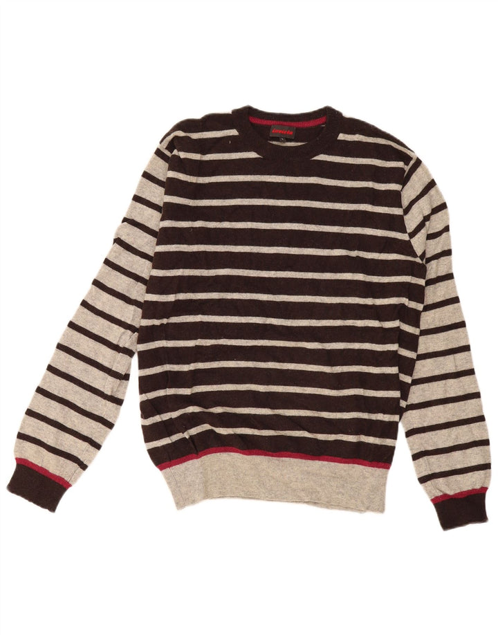 Мужской джемпер Invicta с круглым вырезом, большой серый шерстяной полосатый свитер