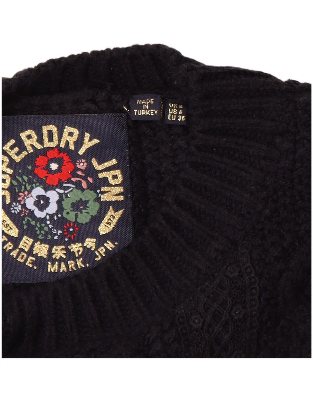 SUPERDRY Женский свободный джемпер с вырезом «лодочка», Великобритания, 8, маленький, темно-синий