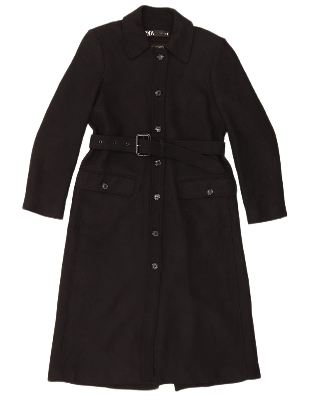 Женское пальто Zara UK 14, среднее, черное, шерстяное