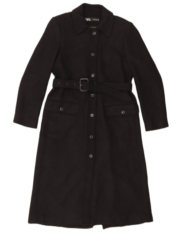 Женское пальто Zara UK 14, среднее, черное, шерстяное