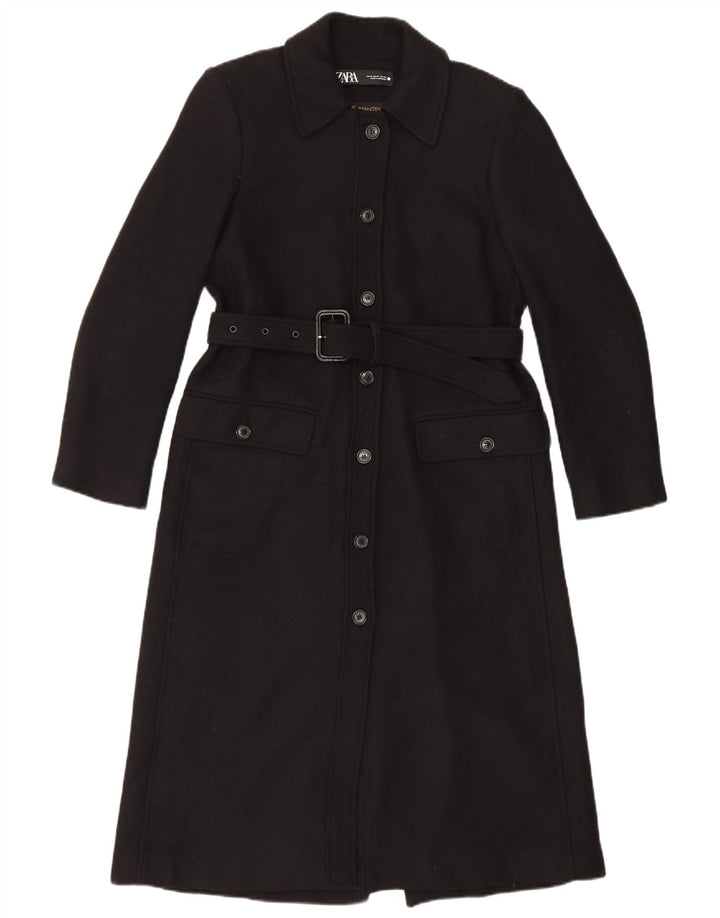 Женское пальто Zara UK 14, среднее, черное, шерстяное