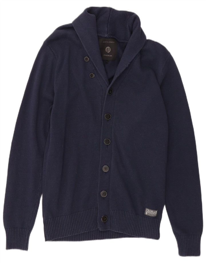 Мужской кардиган Jack & Jones, большой темно-синий хлопковый свитер