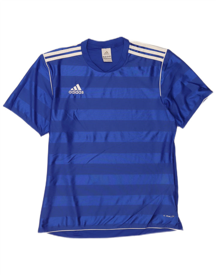 Мужская футболка Adidas Climalite, верх из полиэстера средней синей полоски
