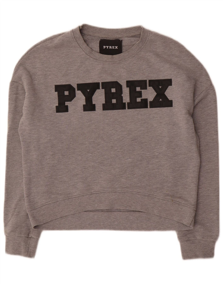 Женский укороченный джемпер большого размера с рисунком из Pyrex, Великобритания, 10, маленький серый цвет