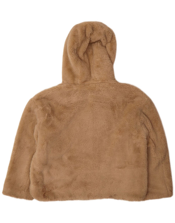 Женская куртка-бомбер с капюшоном Zara Teddy Bear UK 14, средний бежевый полиэстер