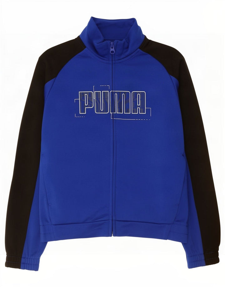 Спортивный костюм Puma для мальчиков с графическим рисунком, верхняя куртка, 7–8 лет, синий полиэстер с цветными блоками